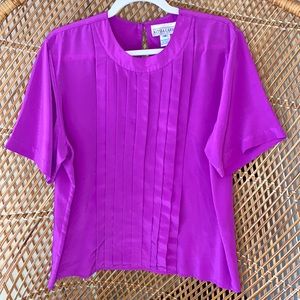 Alyssa Carr Women's 14 Purple Pleated T-Shirt Blouse Vintage